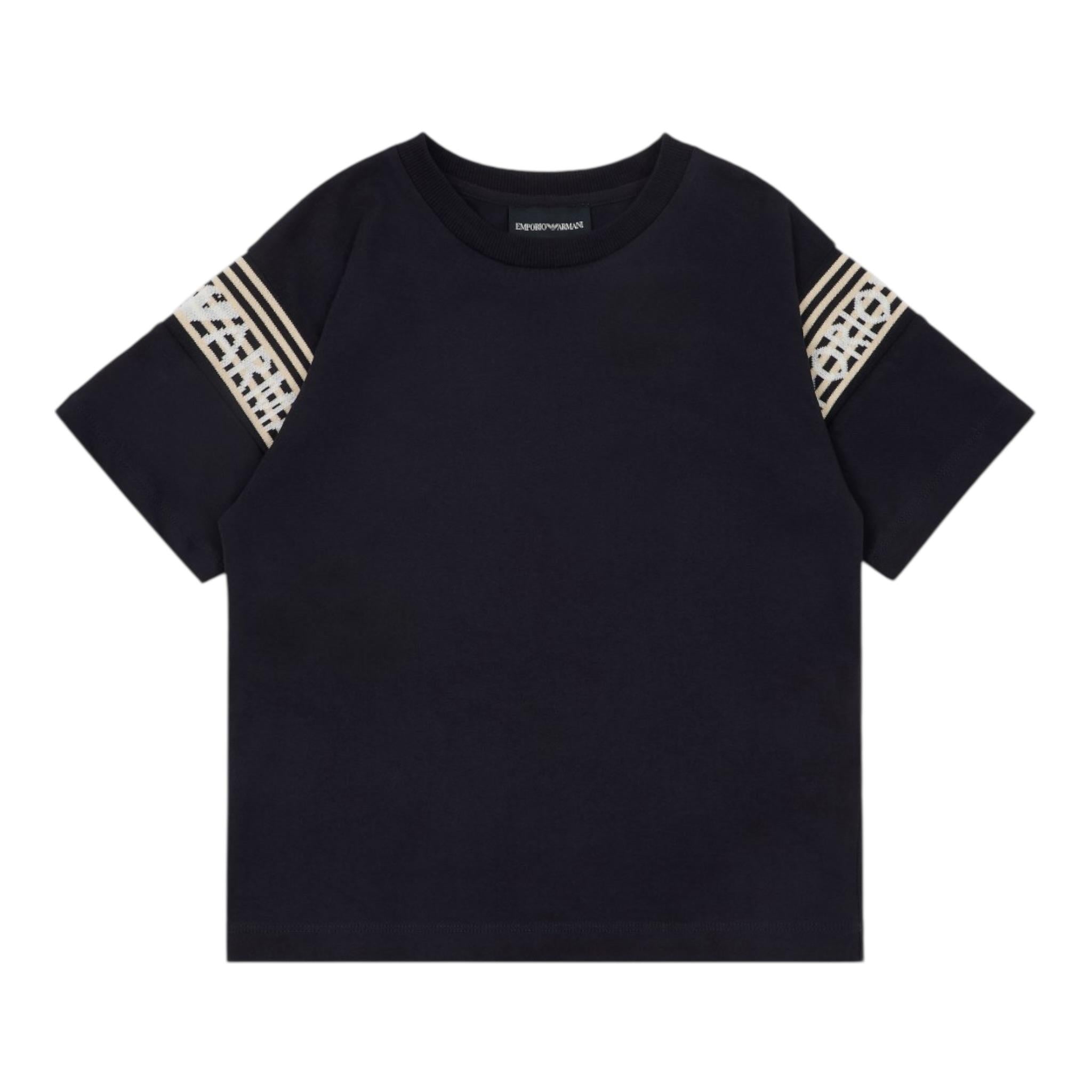 Emporio Armani T-Shirt Girocollo Tinta Unita con Logo per Bambino EB000121X BLU EMPORIO ARMANI 