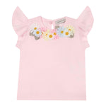 Monnalisa T-Shirt Girocollo Tinta Unita con Applicazioni per Neonata 31E613 ROSA MONNALISA 