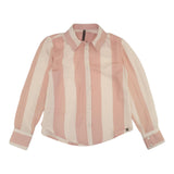 Manila Grace Long Sleeve Shirt Two-Tone Striped Pattern White/Pink For Girls