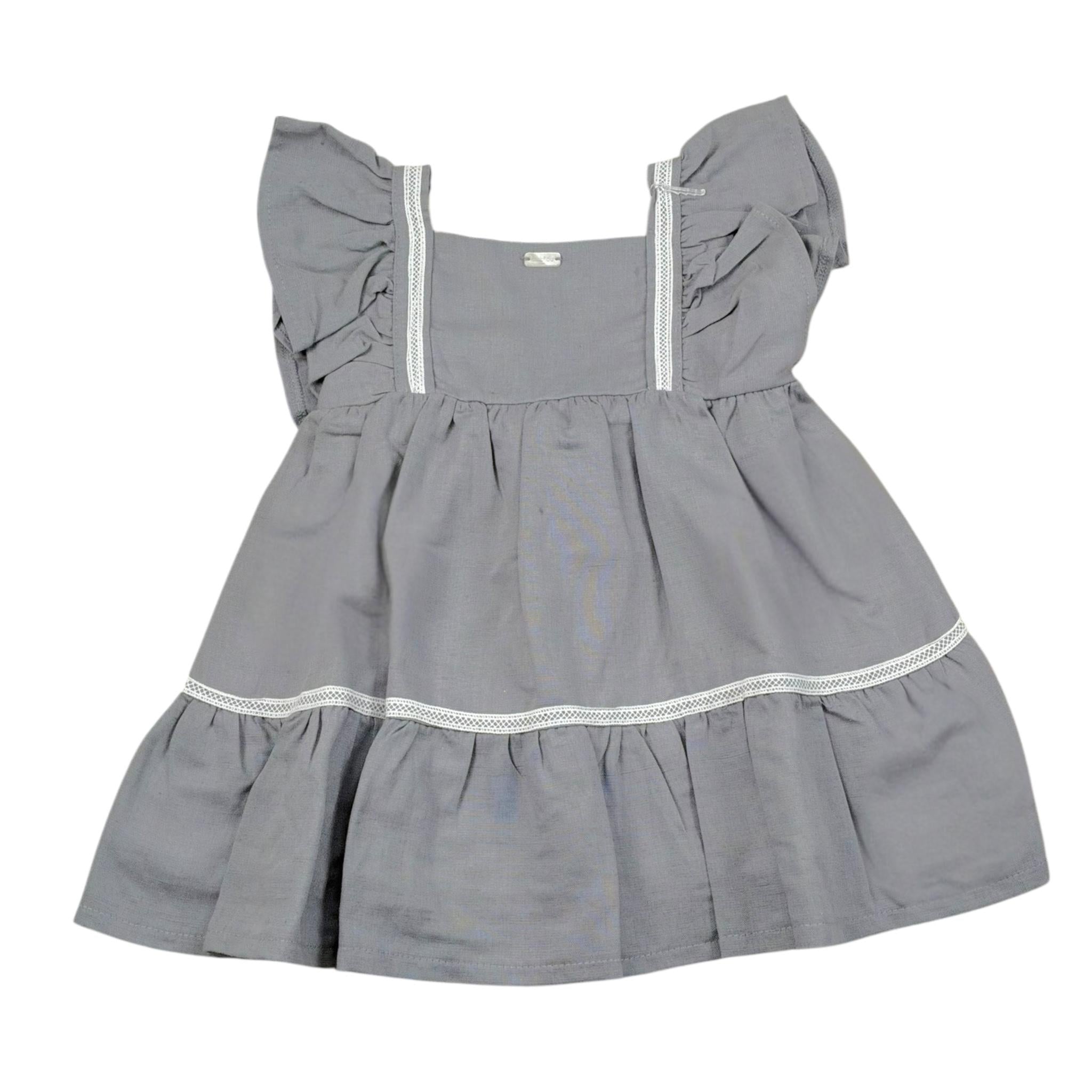 Babidu Abito Tinta Unita con Fiocco per Neonata 91405 GRIGIO BABIDU 