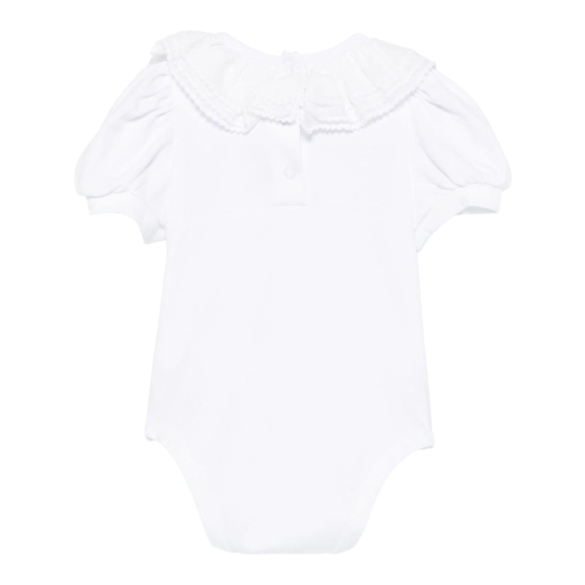 Monnalisa Body Tinta Unita Mezza Manica con Rouches per Neonata 37E300 BIANCO MONNALISA 