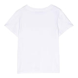 Balmain T-Shirt Girocollo Tinta Unita con Brillantini per Bambina BS8B61 BIANCO BALMAIN 