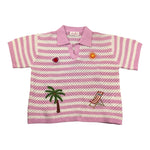 Saint Barth Polo Mezza Manica Fantasia A Righe per Bambina PIX0003 BIANCO/ROSA SAINT BARTH 