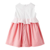 The Owl Two-Tone White/Pink Sleeveless Dress For Baby Girl