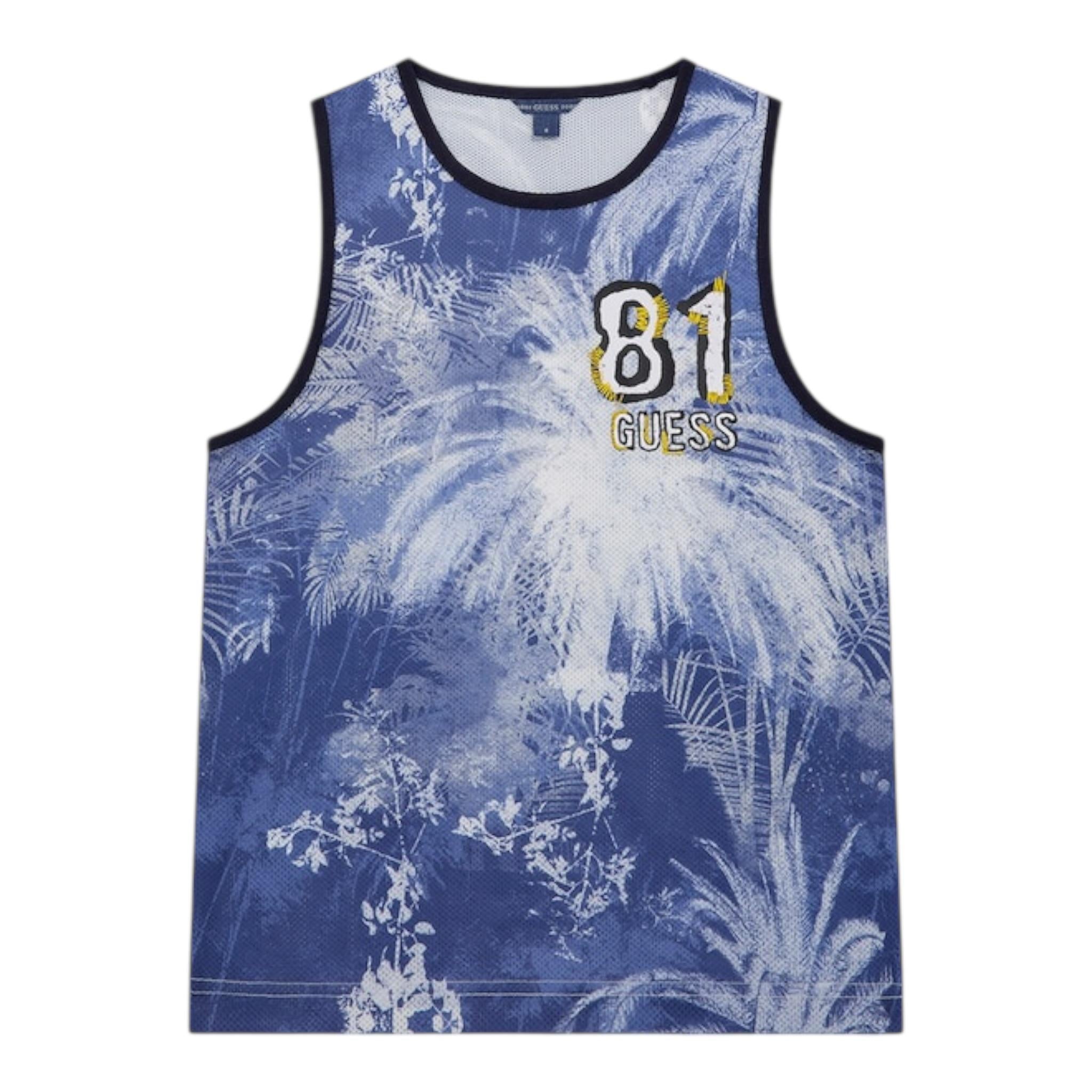 Guess Canotta Tinta Unita con Stampa per Bambino L5GI23KC7I0 BLU GUESS 