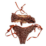 Cotazur 2 Piece Costume Bandeau-Panties Spotted Pattern Beige For Girls