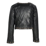 FUN & FUN giubbino in ecopelle tinta unita traforato Nero per Bambina FNJJK15852 NERO FUN & FUN 