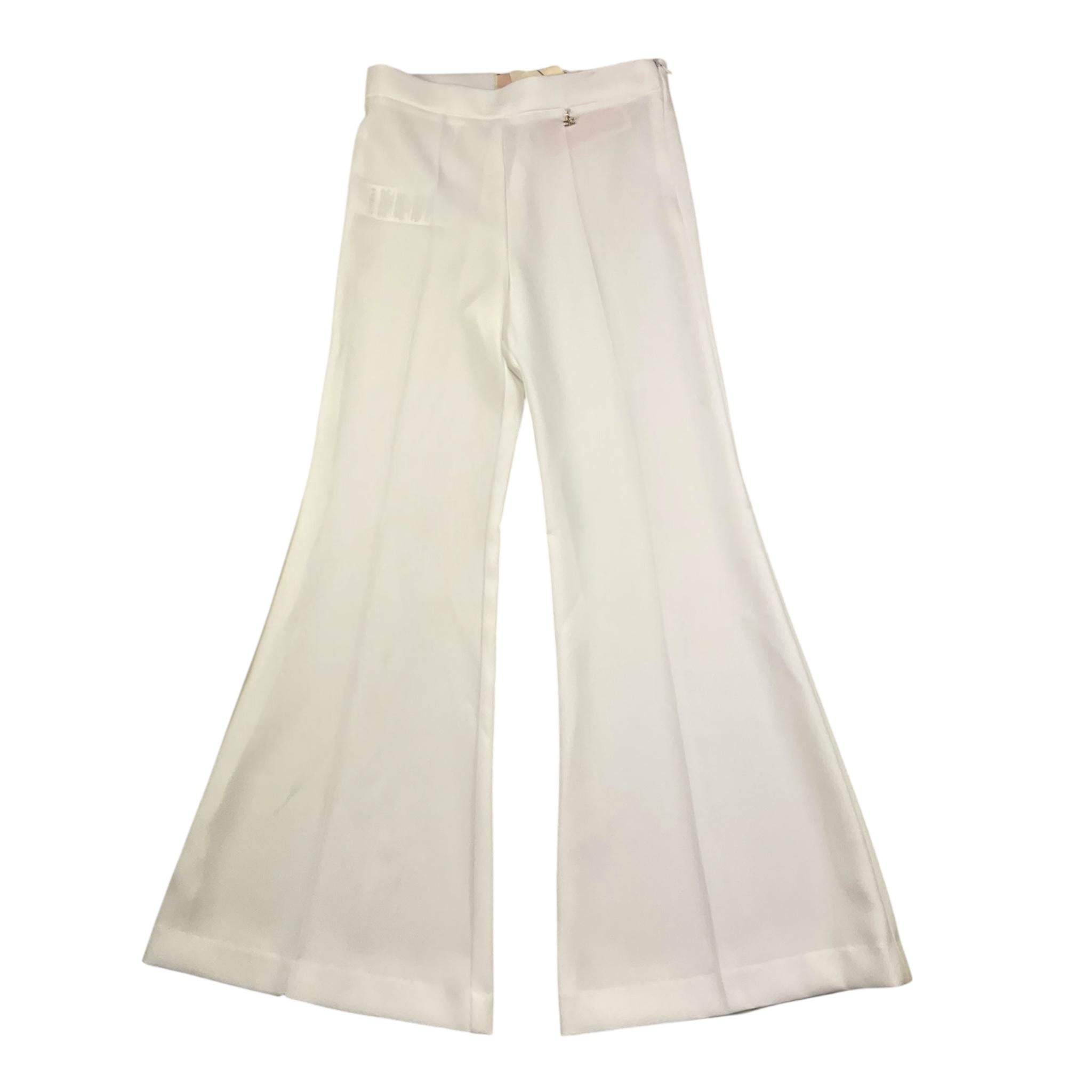 Elisabetta Franchi Pantalone Tinta Unita Modello Zampa per Bambina EFPA285 BIANCO ELISABETTA FRANCHI 