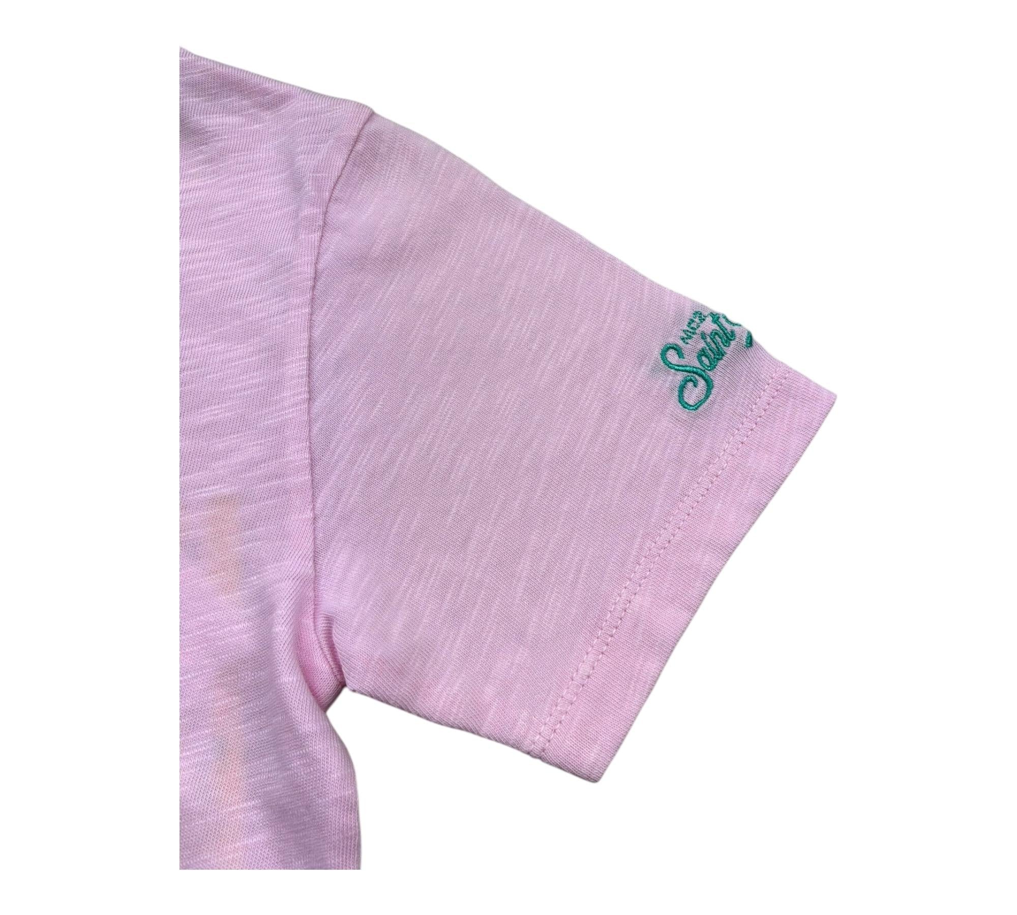 Saint Barth T-Shirt Girocollo Tinta Unita con Stampa per Bambina FLYNN ROSA SAINT BARTH 