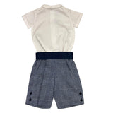 La Stupenderia 3 Piece Set Shirt Bodysuit-Bermuda Shorts-Bow Tie White/Blue For Newborn