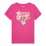Guess T-Shirt Girocollo Tinta Unita con Stampa per Bambina K5GI16K6YW4 FUXIA GUESS 