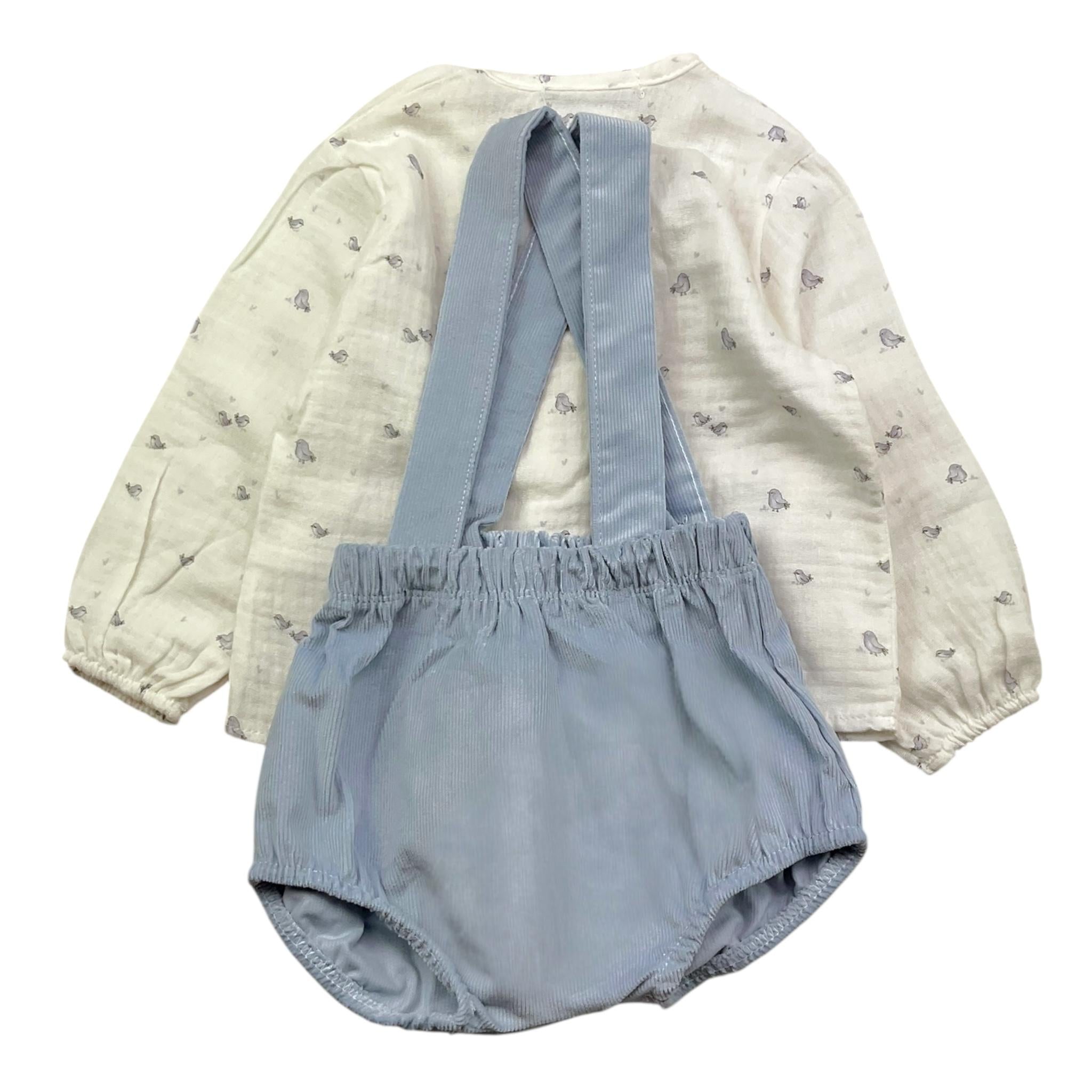 CALAMARO completo 2pz salopette-camicia bicolore Bianco/azzurro per Neonato 11012 BIANCO/AZZURRO CALAMARO 