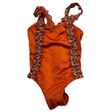 Cotazur Solid Color One-piece Swimsuit With Orange Spotted Profiles For Newborns