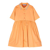 Mimisol Plain Dress Shirt Model With Orange Appliques For Girls