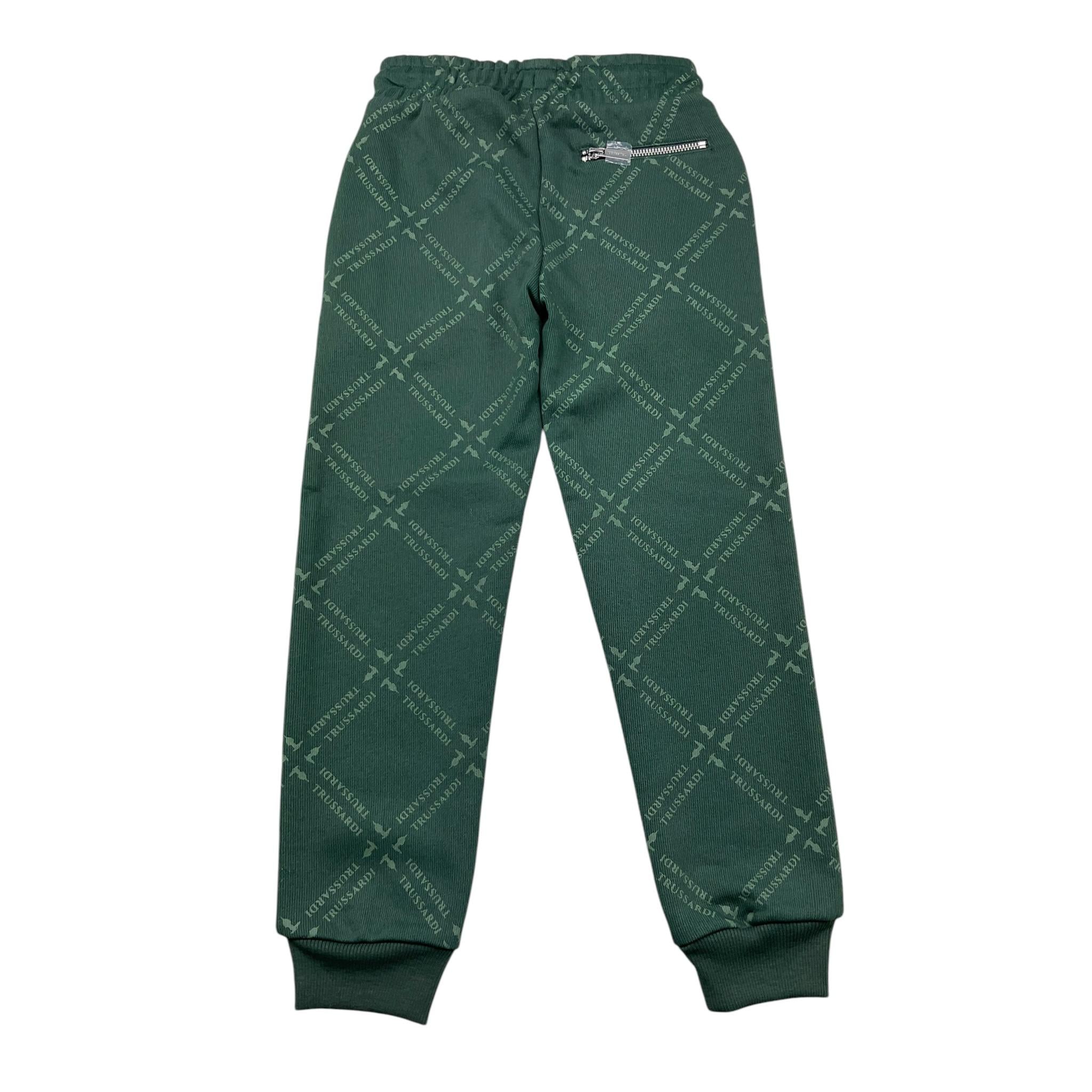 TRUSSARDI pantalone tuta tinta unita con stampe logo Verde per Bambino TBA25098PA VERDE TRUSSARDI 