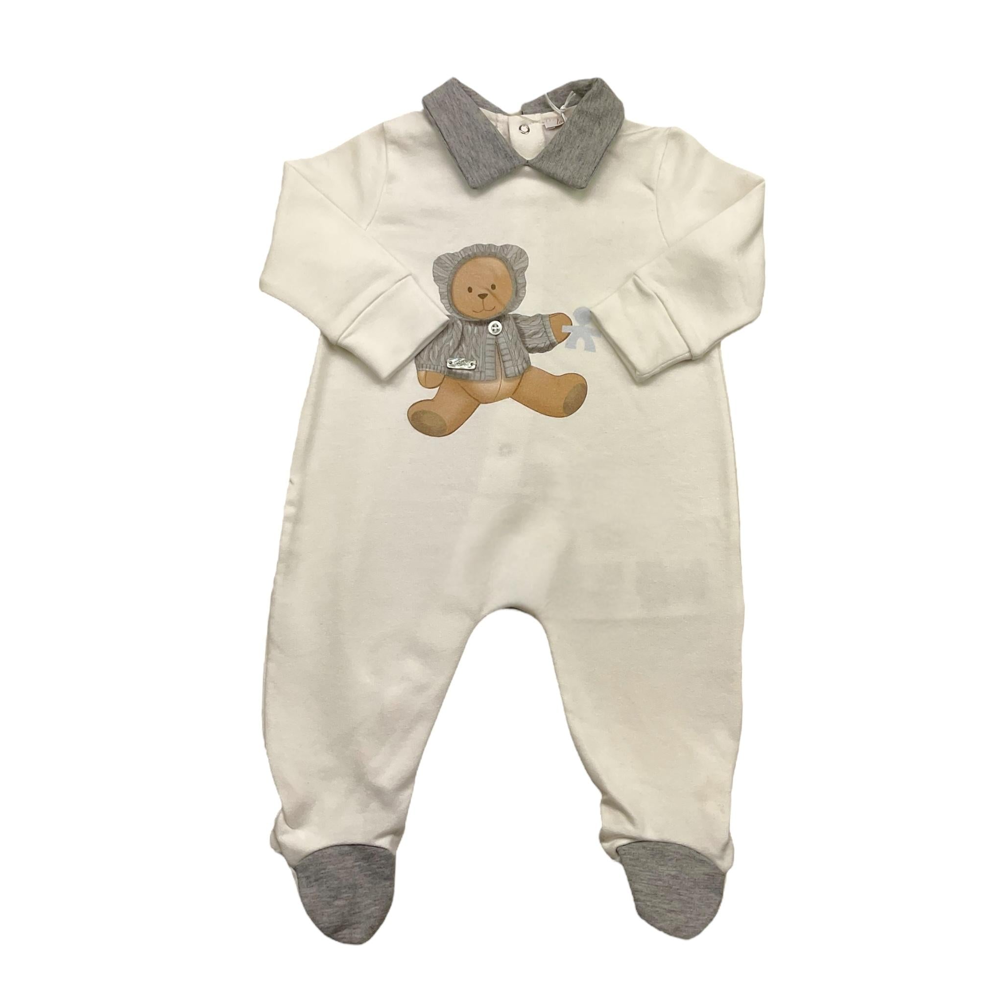 LE BEBE' tutina tinta unita con stampa orso Bianco per Neonato LBG4194 BIANCO LE BEBE' 