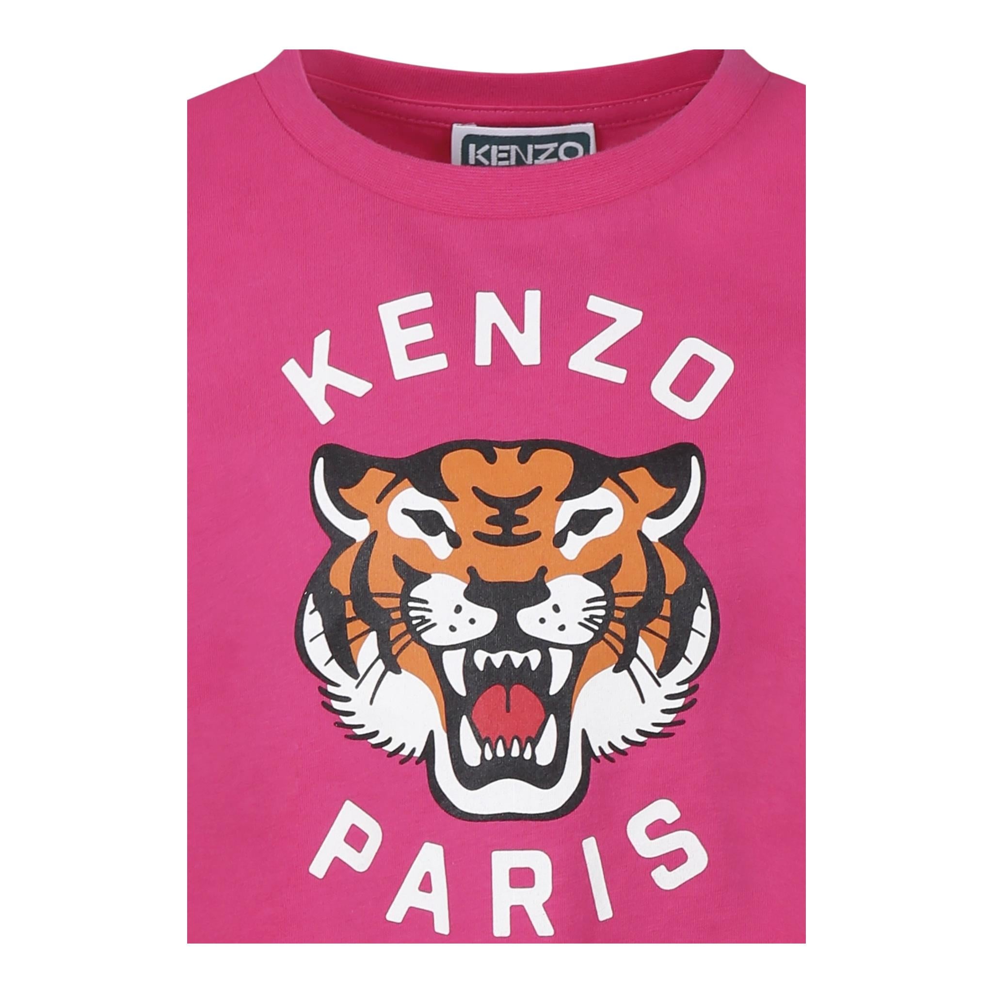 Kenzo T-Shirt Girocollo Tinta Unita con Stampa per Neonata K61054NX FUXIA KENZO 