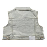 Vicolo Solid Color Denim Vest With Buttons Light Blue For Girls