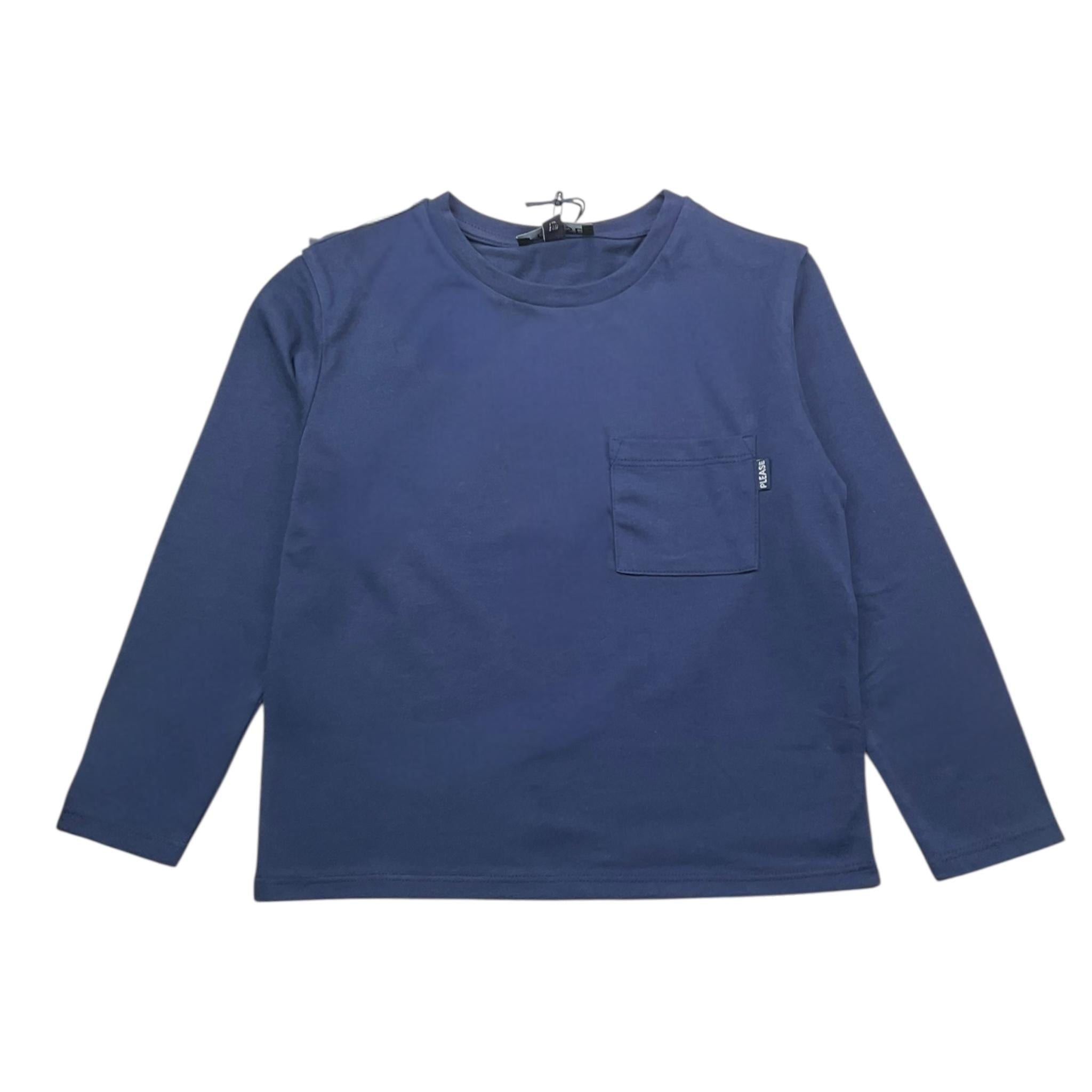 PLEASE shirt girocollo tinta unita con taschino Blu per Neonato ML22030B65 BLU PLEASE 