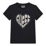 Guess T-Shirt Girocollo Tinta Unita con Stampa Logo per Bambina J4RI46J131 NERO GUESS 