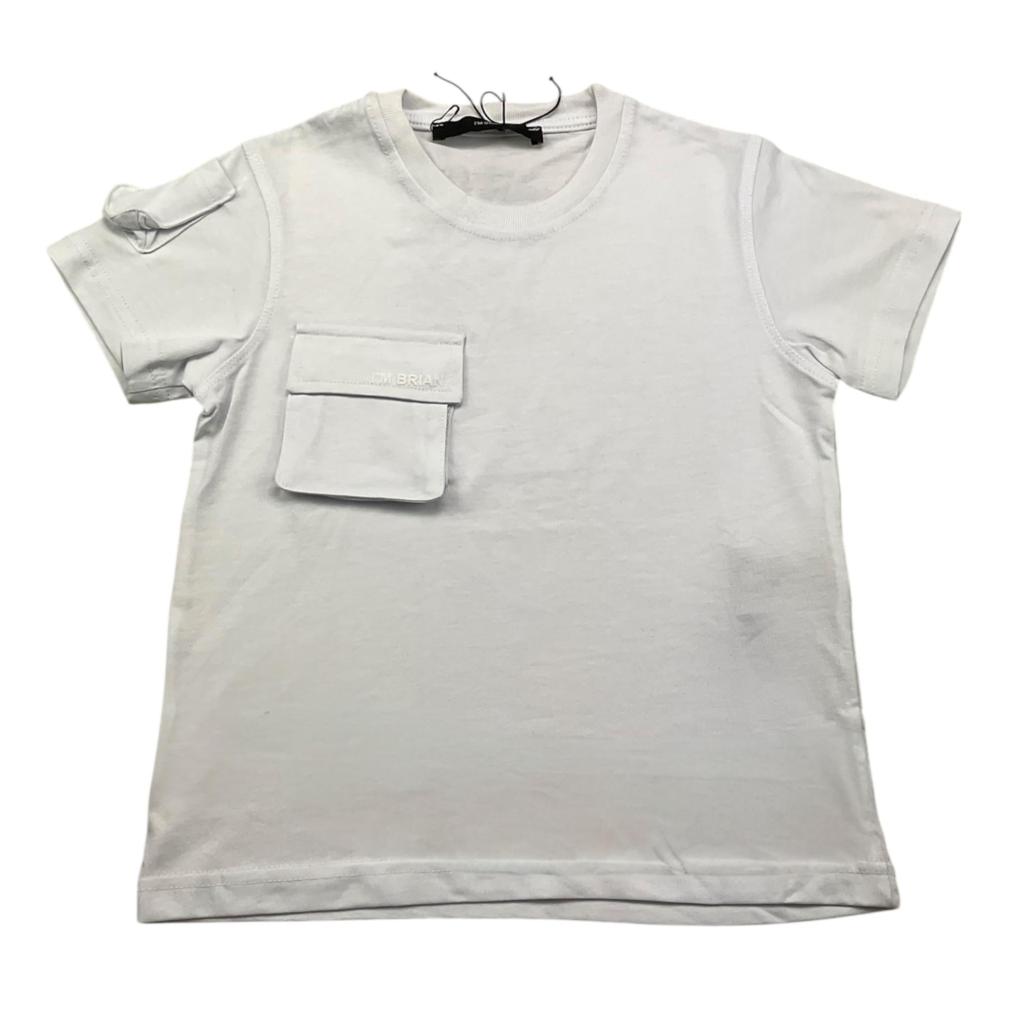 I'M BRIAN t-shirt girocollo tinta unita con taschino Bianco per Bambino TS3140JX BIANCO I'M BRIAN 