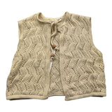 Zhoe &amp; Tobiah Ivory Solid Color Openwork Vest For Girls