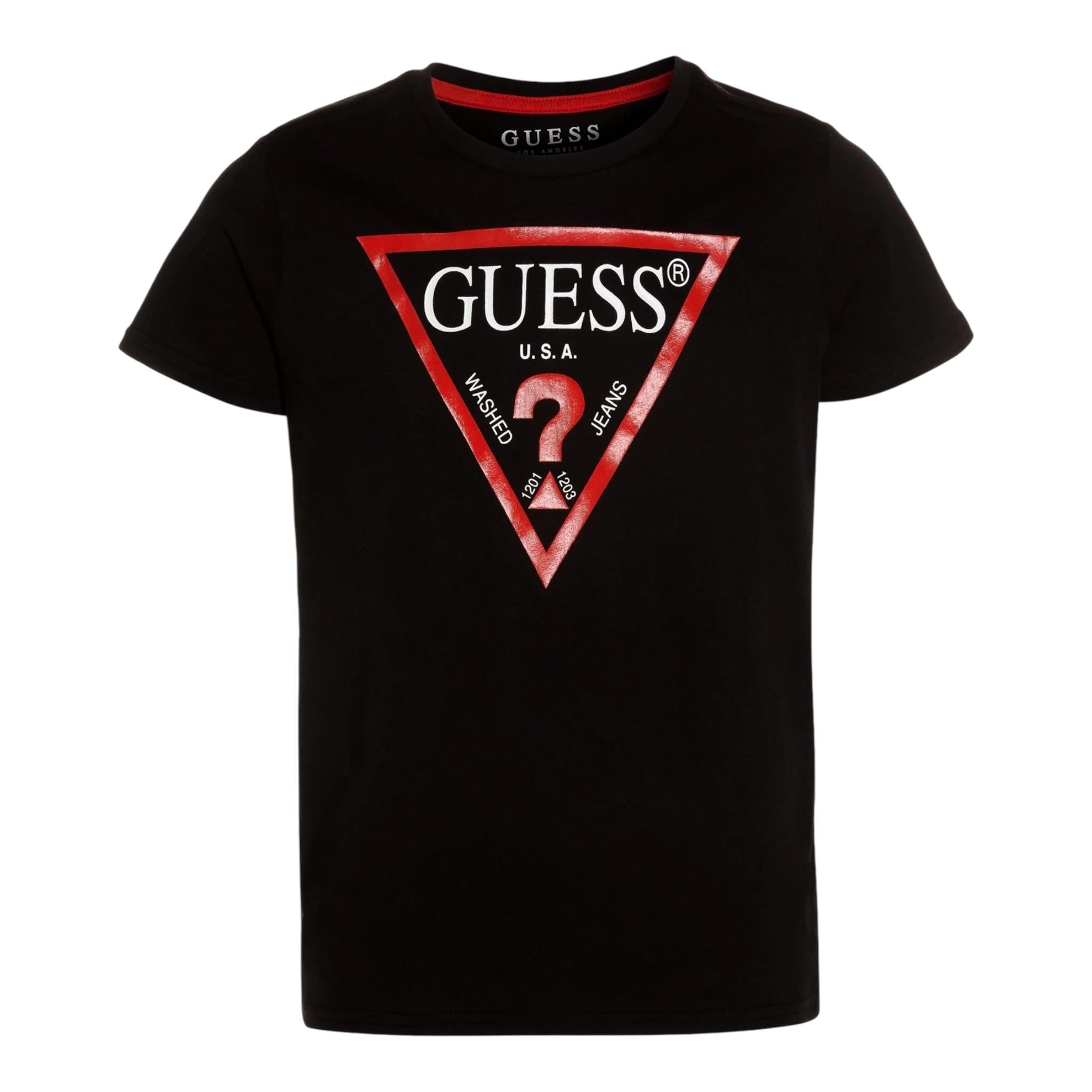 Guess T-Shirt Tinta Unita con Logo per Bambino L73I55K8HM0X NERO GUESS 