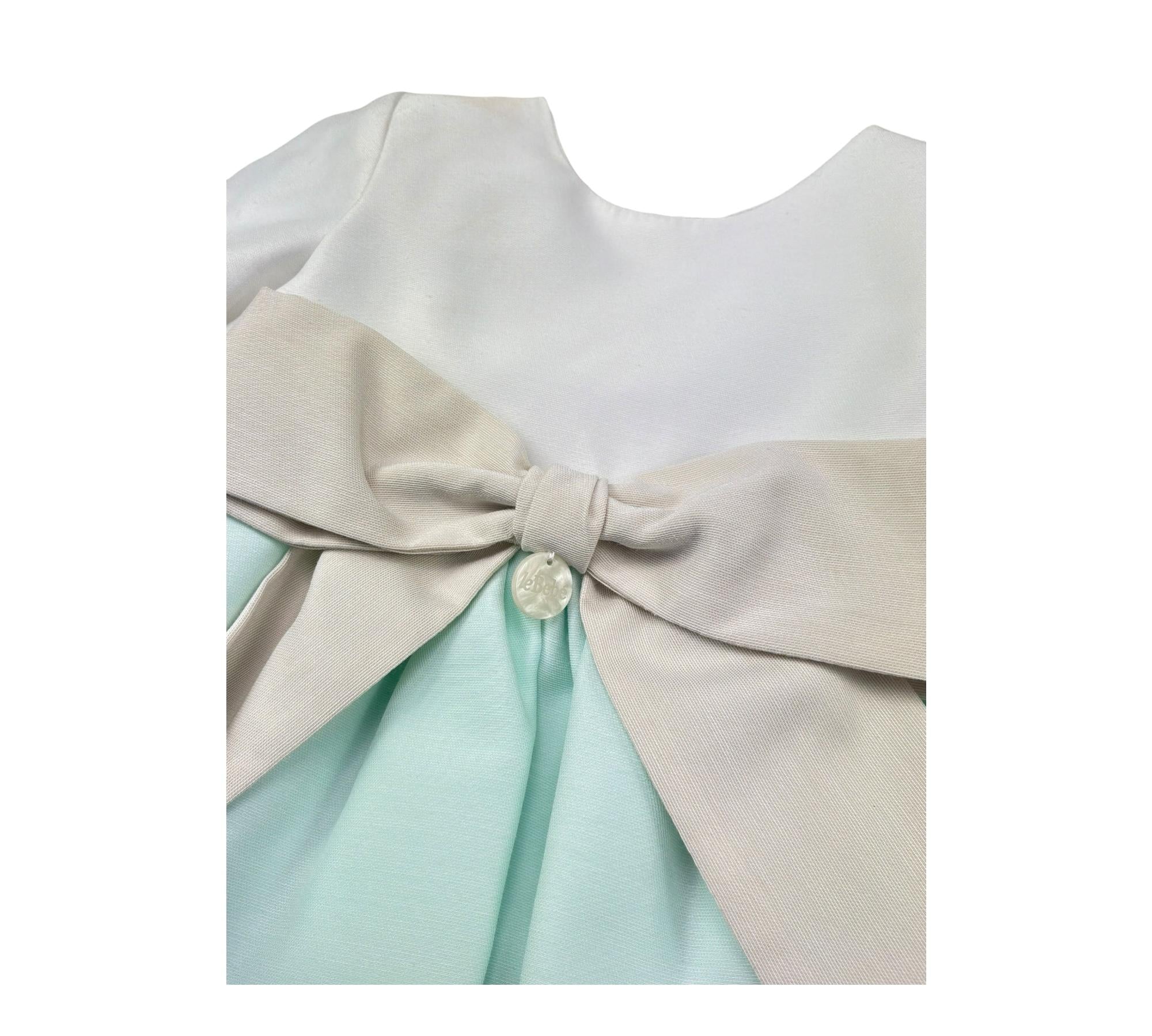 Le Bebe Abito Mezza Manica Bicolore per Neonata LBG6431 BIANCO/VERDE ACQUA LE BEBE 