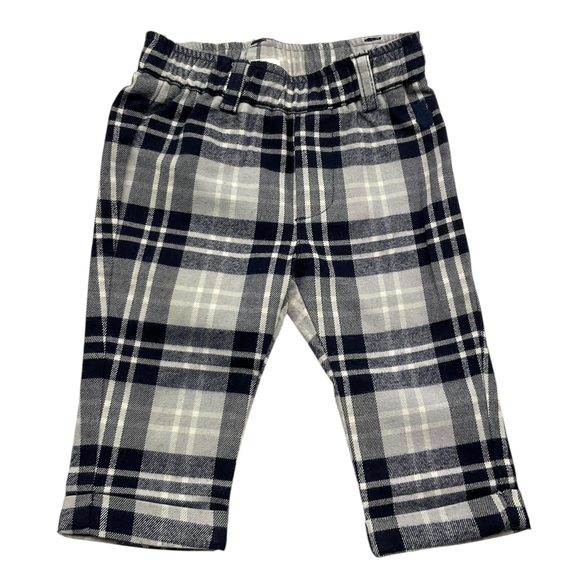 MINI BANDA pantalone fantasia scozzese con elastico in vita Blu per Neonato 35646 BLU MINI BANDA 