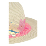 Billieblush Plain Straw Hat With Beige Flowers For Girls