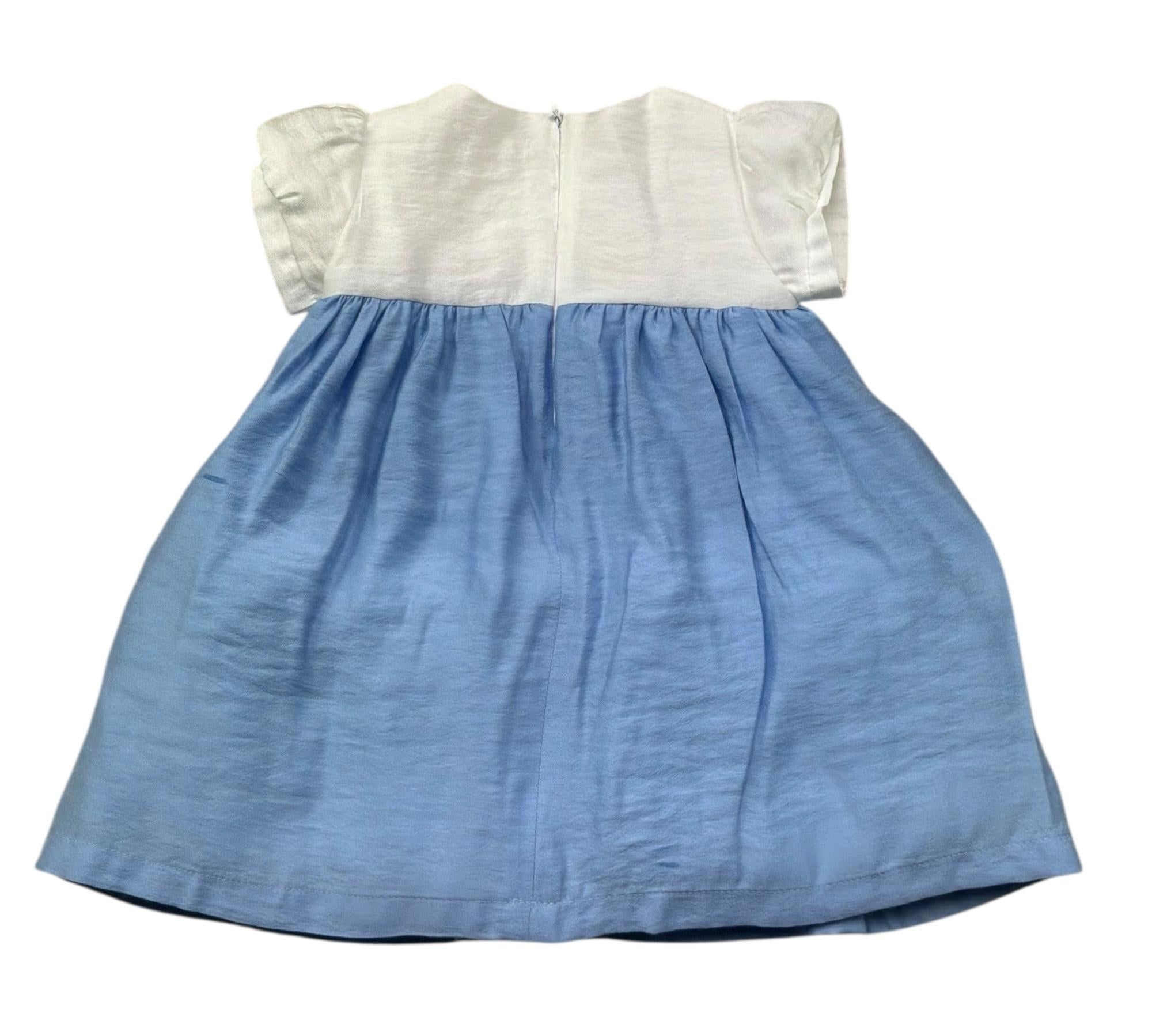 Le Bebe Abito Mezza Manica Bicolore per Neonata LBG6372 BIANCO/AZZURRO LE BEBE 
