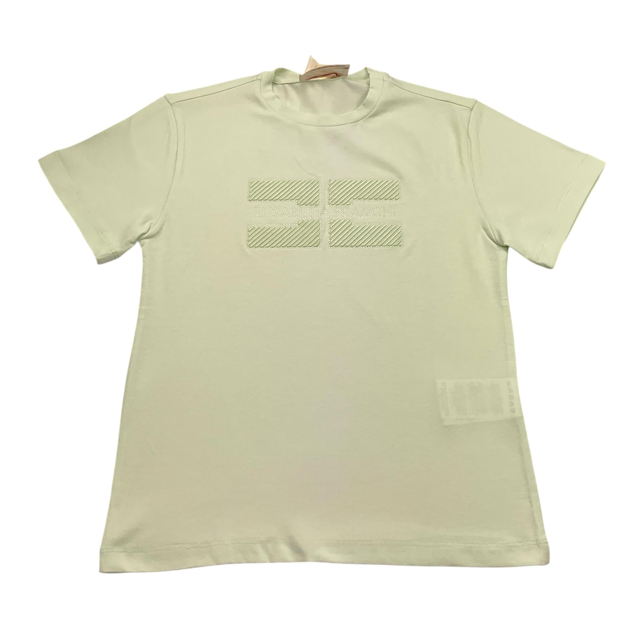 Elisabetta Franchi T-Shirt Girocollo Tinta Unita con Applicazioni Brillantini per Bambina EFTS230X VERDE ELISABETTA FRANCHI 