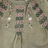 TARTINE ET CHOCOLAT abito tinta unita manica lunga con ricami Verde per Neonata ROBE23 VERDE TARTINE ET CHOCOLAT 