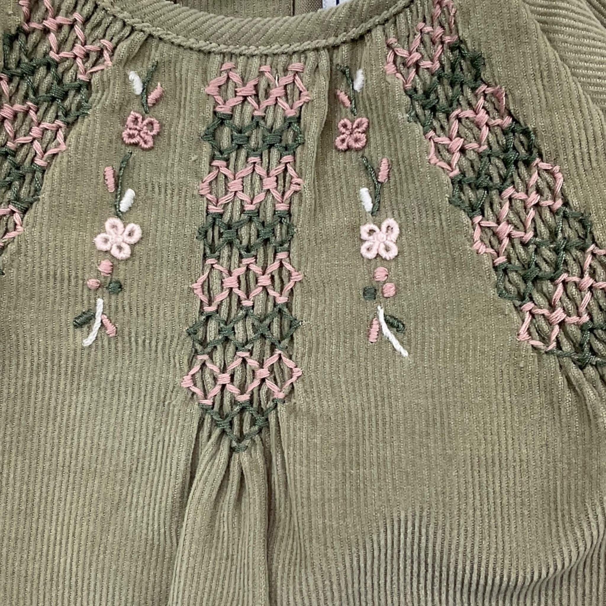 TARTINE ET CHOCOLAT abito tinta unita manica lunga con ricami Verde per Neonata ROBE23 VERDE TARTINE ET CHOCOLAT 