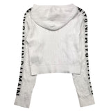Balmain Plain Hooded Sweater With Logo Sleeves White For Boys