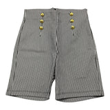 Gaelle Two-Tone Shorts With Striped Pattern And Fake Buttons White/Black For Girls