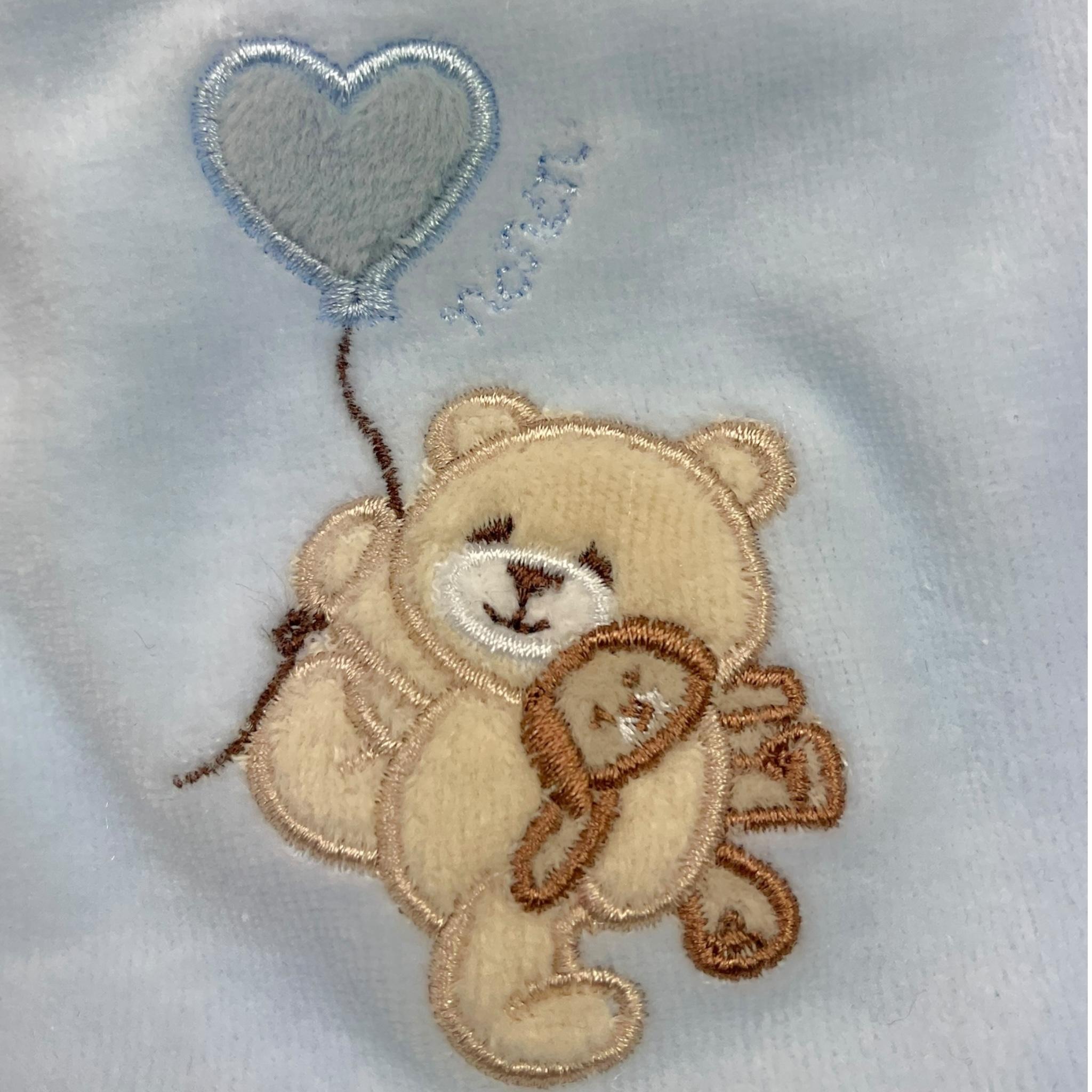 NANAN bavetta tinta unita con stampa in velluto Azzurro per Neonato I24014A AZZURRO NANAN 