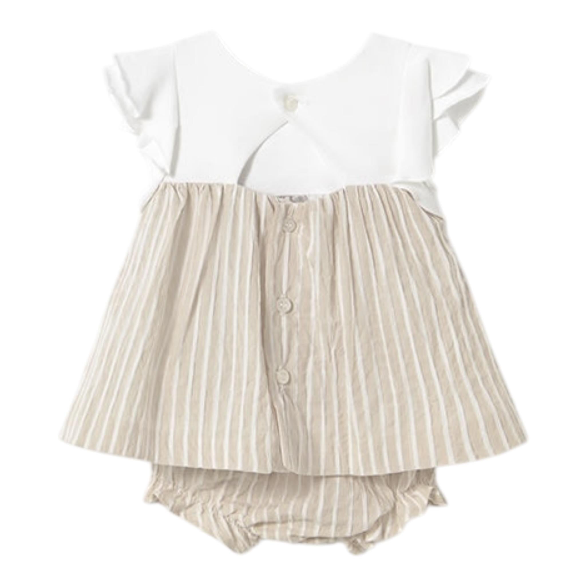 Mayoral Set 2 Pezzi Abito-Coulotte Bicolore per Neonata 1845X BIANCO/BEIGE MAYORAL 