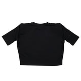 Balmain Solid Color Crew Neck Crop T-Shirt With Glitter Print Black For Girls