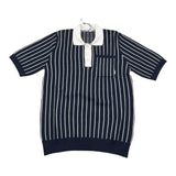 Boss Polo Shirt In Knitted Half Sleeve Two-Tone With Blue/White Striped Pattern For Boys