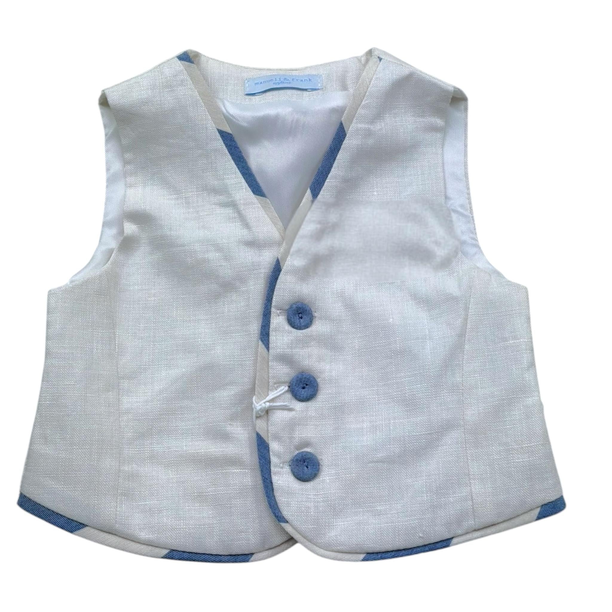 Manuel & Frank Gilet Tinta Unita con Bottoni In Contrasto per Neonato DUJEUU PANNA MANUEL & FRANK 