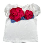 Miss Grant T-Shirt Girocollo Tinta Unita con Applicazioni per Neonata MG1332XX BIANCO MISS GRANT 