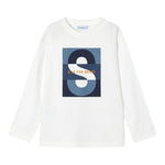 MAYORAL shirt girocollo tinta unita con stampa in contasto Bianco/blu per Bambino 4051JX BIANCO/BLU MAYORAL 