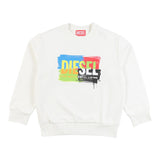Diesel Sweatshirt Closed Crewneck Solid Color With Logo Print Cream For Newborn