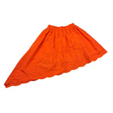 Mariuccia Plain Perforated Skirt With Asymmetric Elastic Waist Orange For Girls