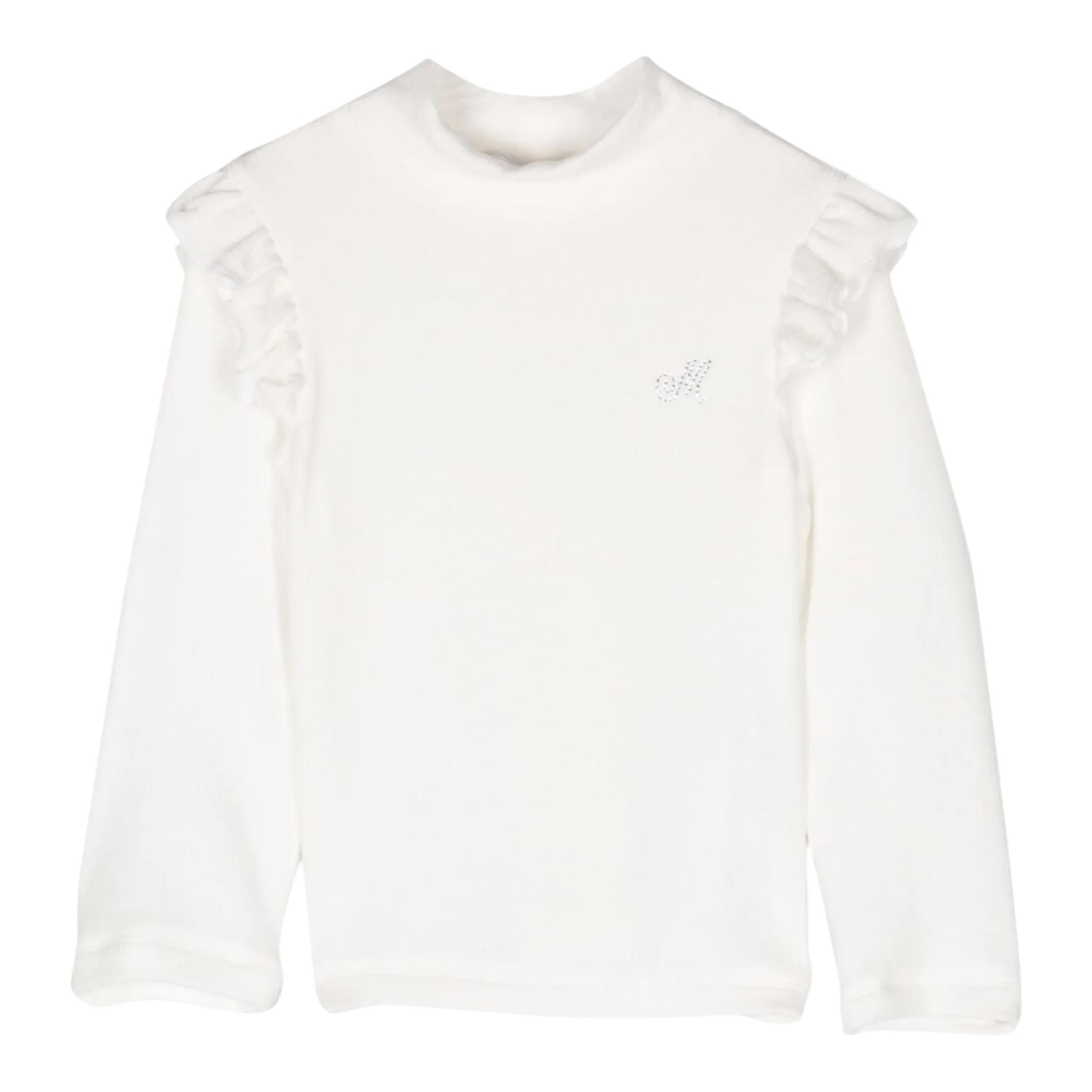 MONNALISA shirt tinta unita con rouches Panna per Bambina 31D623J PANNA MONNALISA 