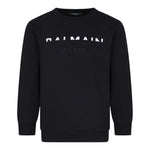 BALMAIN felpa chiusa girocollo tinta unita con logo Nero per Bambino BV4Q00 NERO BALMAIN 