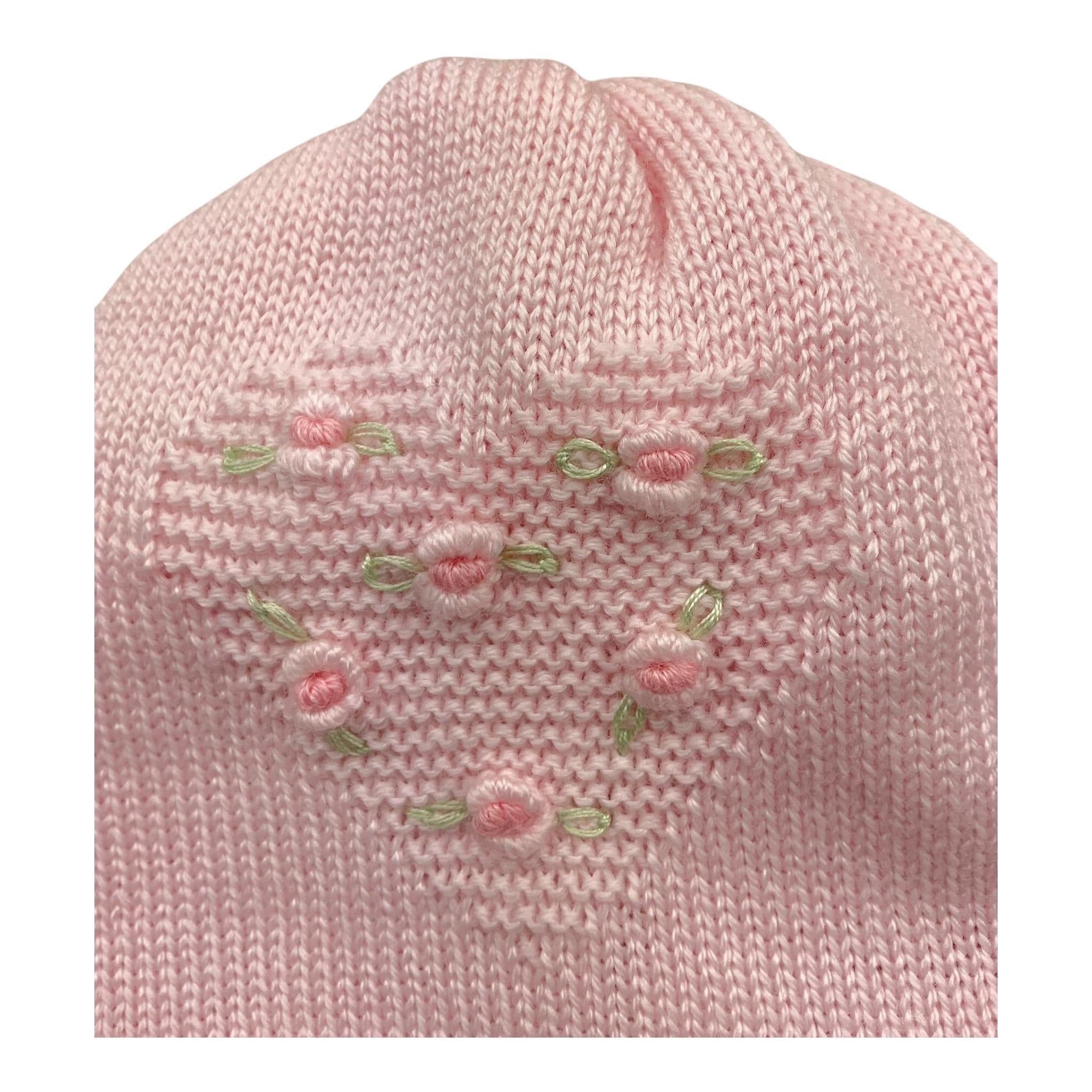 BABY LORD cappello tinta unita con ricami Rosa per Neonata 611 ROSA BABY LORD 