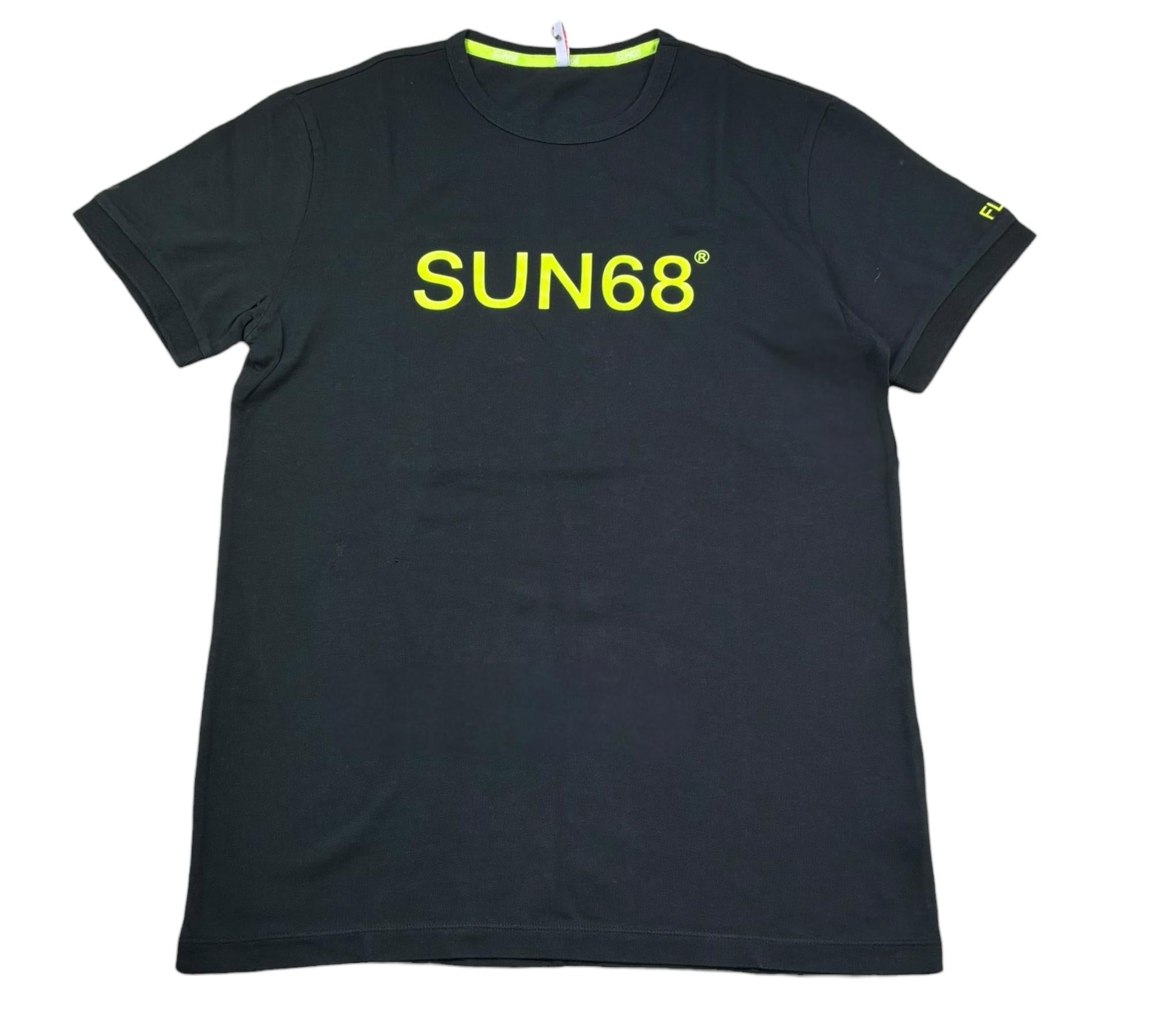 Sun68 T-Shirt Girocollo Tinta Unita con Logo per Bambino T31307 NERO SUN68 