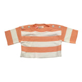 Vicolo Two-Tone Knit T-Shirt With White Striped Pattern For Girls